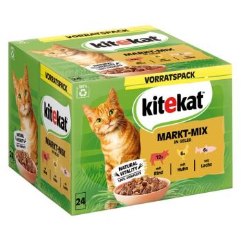 48x85g Kitekat Piaci mix aszpikban nedves macskatáp kép
