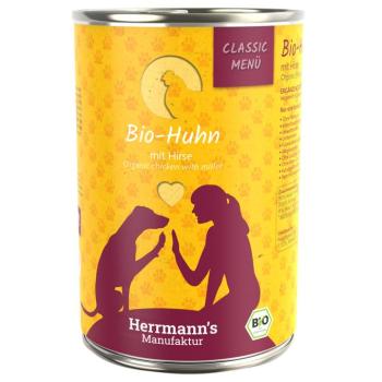 6x400g Hermann's Classic Menü bio csirke & bio köles nedves kutyatáp kép