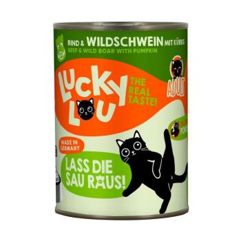 6x400g Lucky Lou Adult Marha & vaddisznó nedves macskatáp kép