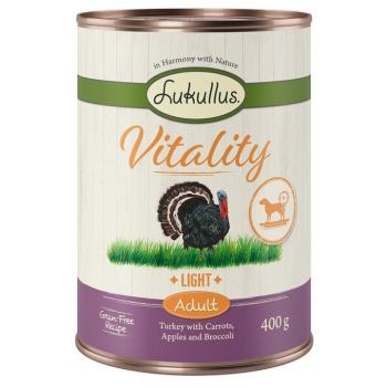 6x400g Lukullus Vitality Light: pulyka nedves kutyatáp kép