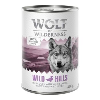 6x400g Wolf of Wilderness Adult Single protein Wild Hills nedves kutyatáp - Kacsa kép
