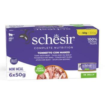 6x50g Schesir Complete Nutrition Filet tonhal & marha aszpikban nedves macskatáp kép