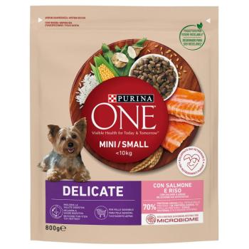 800g PURINA ONE Mini Delicate lazac & rizs száraz kutyatáp kép