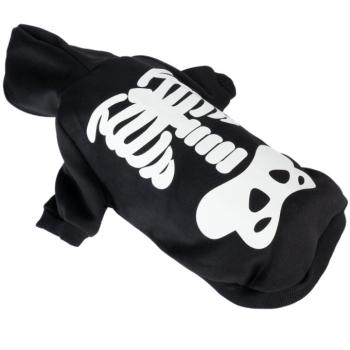 TIAKI világító csontváz kapucnis kutyapulóver - S méret: kb. 30 cm háthossz kép
