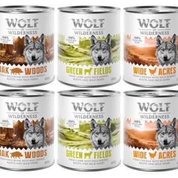 Wolf of Wilderness Adult - Single protein 6 x 800 g - Vegyes csomag: vaddisznó, csirke, bárány kép
