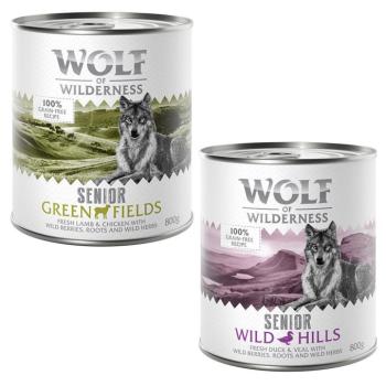 Wolf of Wilderness Senior - Duo-Protein gazdaságos csomag 24 x 800 g  - Vegyes csomag kép