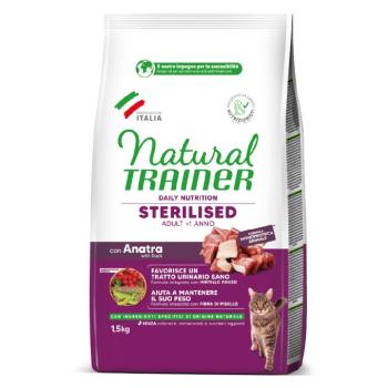 1,5kg Natural Trainer Sterilised kacsa száraz macskaelede