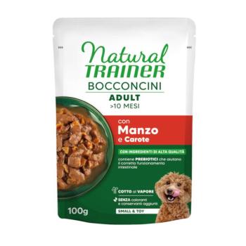 100g Natural Trainer Bocconcini Adult Small & Toy falatkák szószban nedves kutyatáp - Marha kép