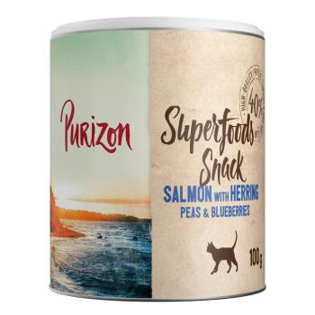 100g Purizon Superfoods lazac, hering, borsó & áfonya macskasnack kép