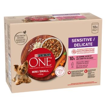 10x85g PURINA ONE Mini Sensitive Delicate lazac nedves kutyaeledel kép