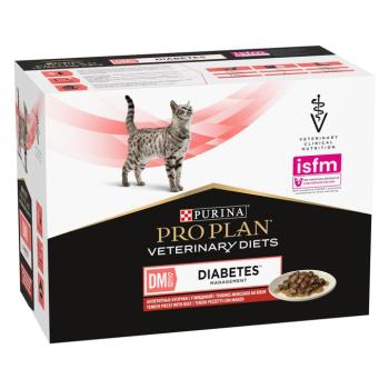 10x85g PURINA PRO PLAN Veterinary Diets Feline DM ST/OX - Diabetes Management marha nedves macskatáp kép