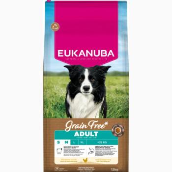 12kg Eukanuba Grain Free Adult Small & Medium csirke száraz kutyatáp