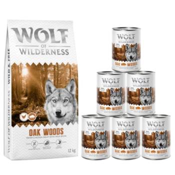 12kg Wolf of Wilderness száraz kutyatáp + 6x400g nedves kutyatáp - Adult Oak Woods - vaddisznó (új recept) kép