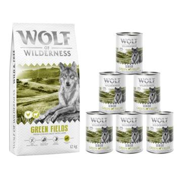 12kg Wolf of Wilderness száraz kutyatáp + 6x400g nedves kutyatáp - Senior Green Fields - bárány (új recept) kép