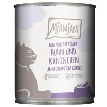 12x 800g MjAMjAM Duo Csirke, nyúl & tök nedves macskaeledel kép