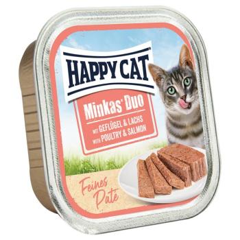 12x100g Happy Cat Minkas Duo Feines Paté Szárnyas & lazac finom pástétom tálcás nedves macskatáp kép