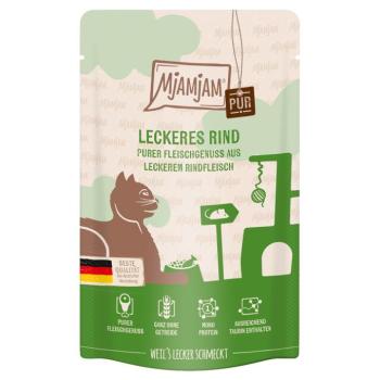 12x125g MjAMjAM Quetschie pur nedves macskatáp-marha pur kép