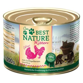 12x200g Best Nature Kitten szárnyasszív & rizs nedves macskatáp kép