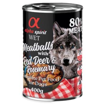 12x400g alpha spirit Dog Meatballs Gímszarvas & rozmaring nedves kutyatáp kép