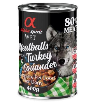 12x400g alpha spirit Dog Meatballs Pulyka & koriander nedves kutyatáp kép