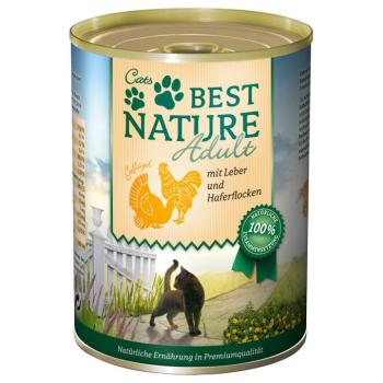 12x400g Best Nature Cat Adult Szárnyas & máj nedves macskatáp kép
