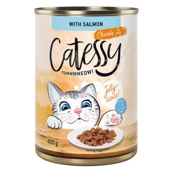 12x400g Catessy falatok lazac aszpikban gabonamentes nedves macskatáp kép
