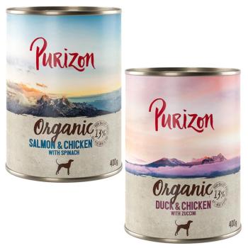 12x400g Purizon Organic nedves kutyatáp- Vegyes csomag: 6 x kacsa & csirke, 6 x lazac & csirke kép