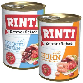 12x400g RINTI ínyenceknek gazdaságos csomag nedves kutyatáp - Szárnyas mix: csirke, szárnyasszív kép
