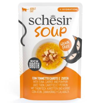 12x40g Schesir Cat Soup tonhal, sárgarépa & sütőtök étrend-kiegészítő eledel macskáknak kép