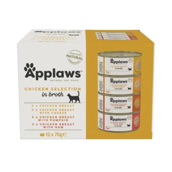 12x70g Applaws Adult csirkeválogatás húslében nedves macskatáp kép