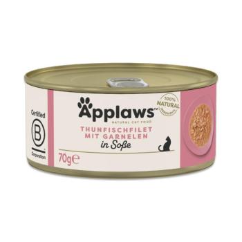 12x70g Applaws szószban gazdaságos csomag, tonhal & garnélarák, nedves macskatáp kép