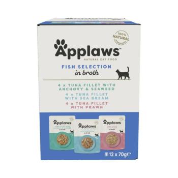 12x70g Applaws tasakos halválogatás hallében vegyes csomag nedves macskatáp kép