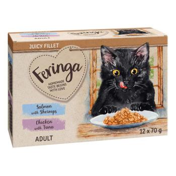 12x70g Feringa Juicy Fillet nedves macskatáp Mix: lazac & garnéla + csirke & tonhal kép