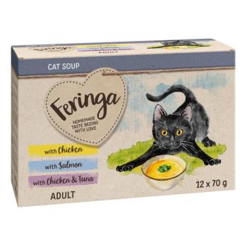 12x70g Feringa macskaleves nedves macskatáp Mix (csirke, lazac, csirke & tonhal) kép