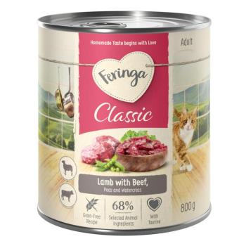 12x800g Feringa Classic Meat Bárány & marha nedves macskatáp