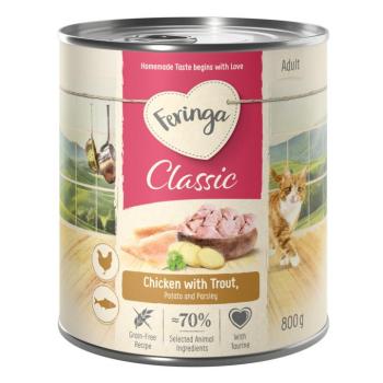 12x800g Feringa Classic Meat Csirke, pisztráng, burgonya & petrezselyem nedves macskatáp kép
