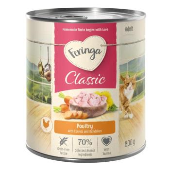12x800g Feringa Classic Meat Szárnyas, sárgarépa & pitypang nedves macskatáp kép