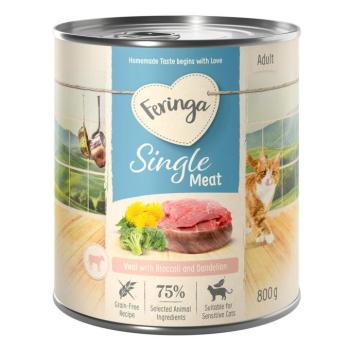 12x800g Feringa Single Meat Menü Borjú, brokkoli & pitypang nedves macskatáp kép