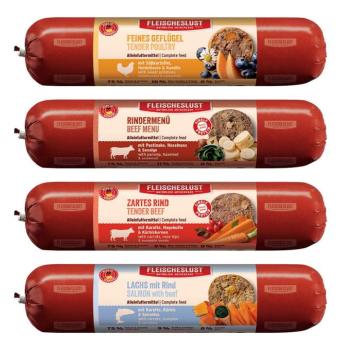 12x800g Fleischeslust Classic kutyakolbász, nedves kutyatáp Mix 4 (változattal) kép