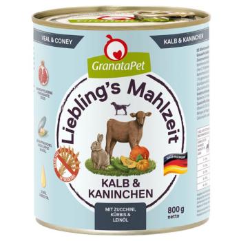 12x800g Liebling´s Mahlzeit nedves kutyatáp-Borjú & nyúl, cukkini, tök & lenolaj kép