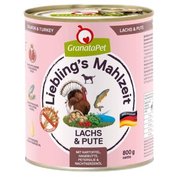 12x800g Liebling´s Mahlzeit nedves kutyatáp-Lazac & pulyka, burgonya, csipkebogyó, petrezselyem & ligetszépeolaj kép