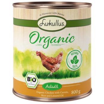 12x800g Lukullus Organic Adult csirke & sárgarépa (gluténmentes) nedves kutyatáp kép