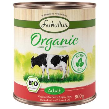 12x800g Lukullus Organic Adult marha & alma (gluténmentes) nedves kutyatáp kép
