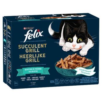 12x80g Felix "Tasty Shreds Succulent Grill" tasakos nedves macskatáp- Ocean Selection - vízi ízek (lazac, tőkehal, tonhal, lepényhal) kép