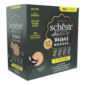 12x80g Schesir After Dark Velvet Mousse vegyes csomag nedves macskatáp kép