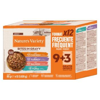 12x85 g Nature's Variety Bites szószban nedves macskaeledel vegyes csomag (4 változattal: csirke, lazac, pulyka, tonhal) kép