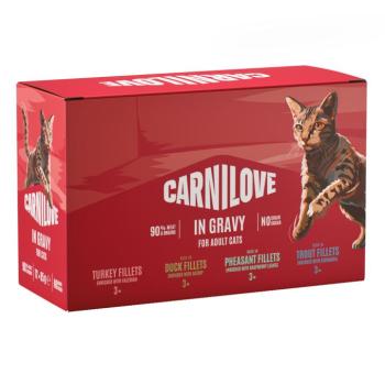 12x85g Carnilove Cat tasakos nedves macskatáp vegyes csomag aszpikban (4 változattal) kép