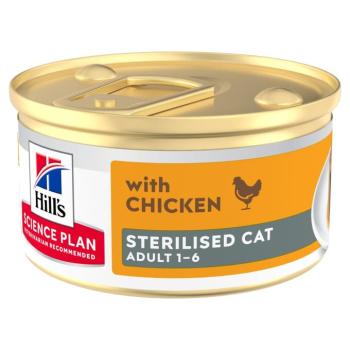 12x85g Huhn Hill's Science Plan Adult Sterilised Mousse nedves macskatáp - Csirke kép