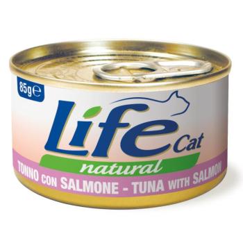12x85g LifeCat Natural Adult Tonhal & lazac nedves macskaeledel kép