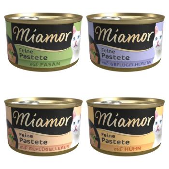 12x85g Miamor Pastete nedves macskatáp szárnyas vegyes csomag: 3x csirke, 3x fácán, 3x szárnyasmáj, 3x szárnyasszív kép